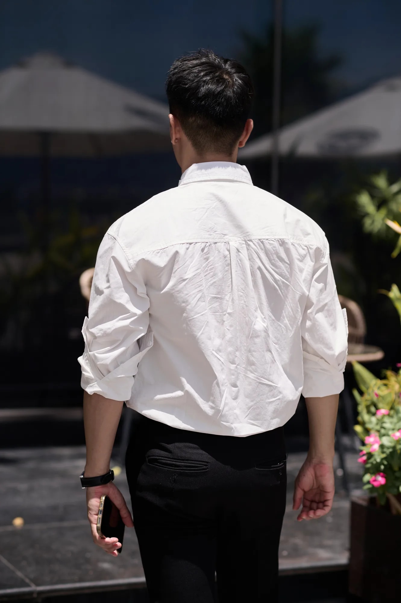 SA12 - Áo Sơ Mi Nam Tay Dài Thiết Kế Độc Đáo Phong Cách Trẻ Trung, Chất Cotton Mềm Mại, Màu Trắng & Kaki - ảnh 3
