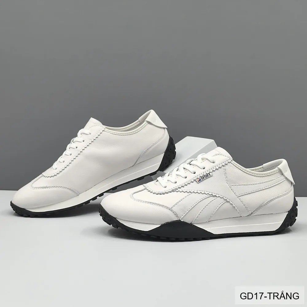 GD17 - Giày thể thao nam da thật phong cách Hàn Quốc mũi tròn gót thấp - ảnh 3