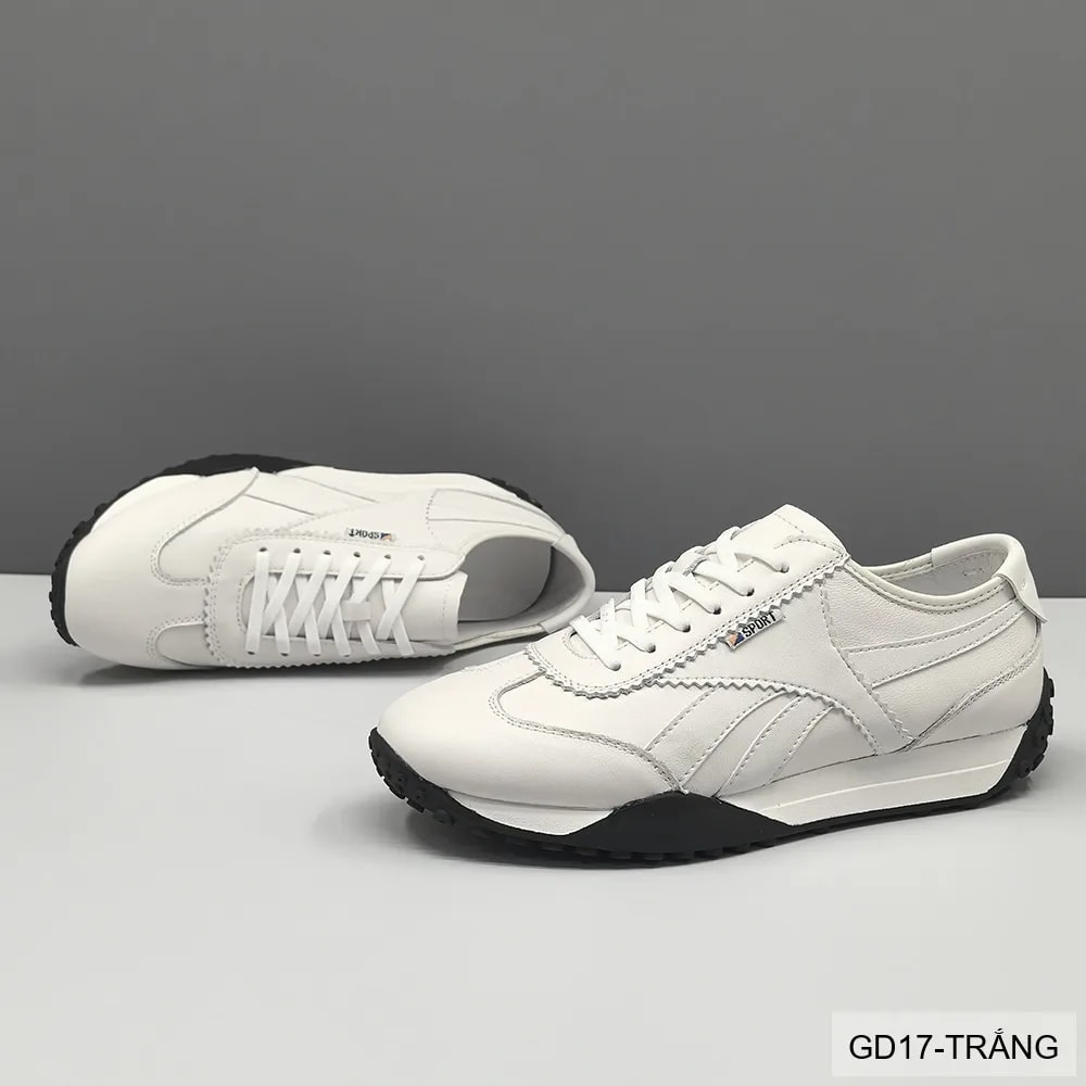 GD17 - Giày thể thao nam da thật phong cách Hàn Quốc mũi tròn gót thấp - ảnh 4