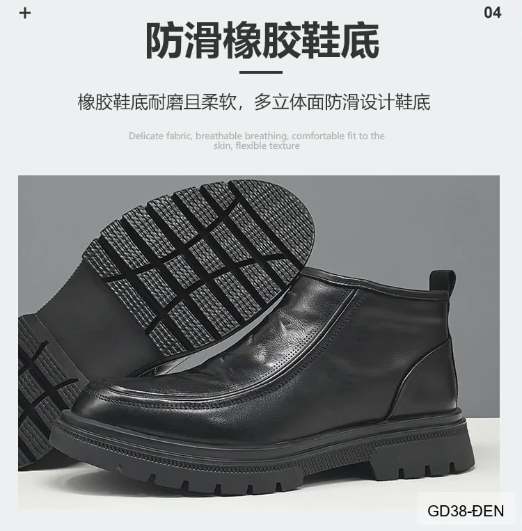 GD38 - Giày Martin nam cổ ngắn đế dày, chất liệu da bò, màu đen thời trang - ảnh 22