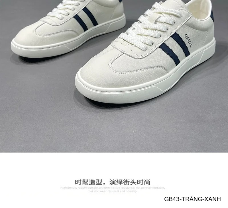 GB43 - Giày thể thao nam cổ thấp da thật trắng phối màu xanh đỏ, thiết kế trẻ trung năng động - ảnh 11
