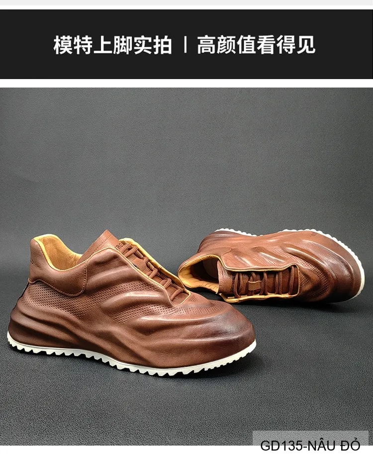 GD135 - Giày nam da bò cao cấp đế dày tăng chiều cao phong cách retro thời thượng - ảnh 5