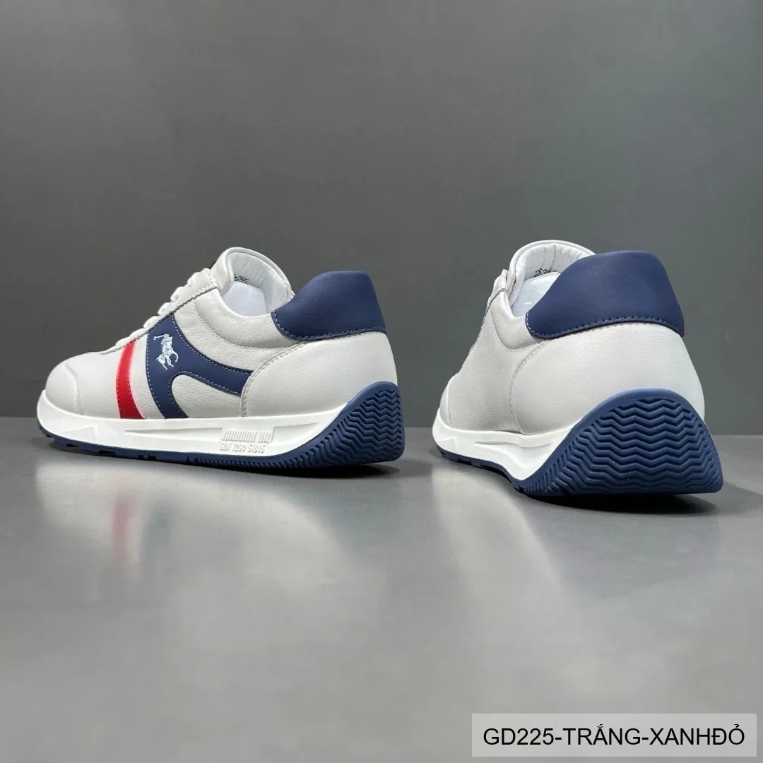 GD225 - Giày thể thao nam trắng phối xanh đỏ phong cách retro, đế bằng êm ái - ảnh 18