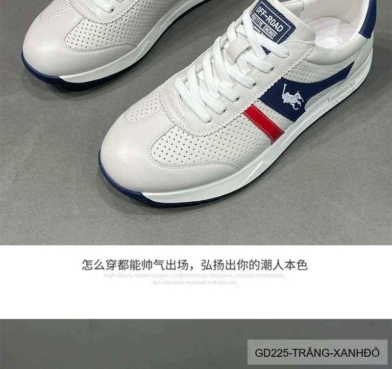 GD225 - Giày thể thao nam trắng phối xanh đỏ phong cách retro, đế bằng êm ái - ảnh 9