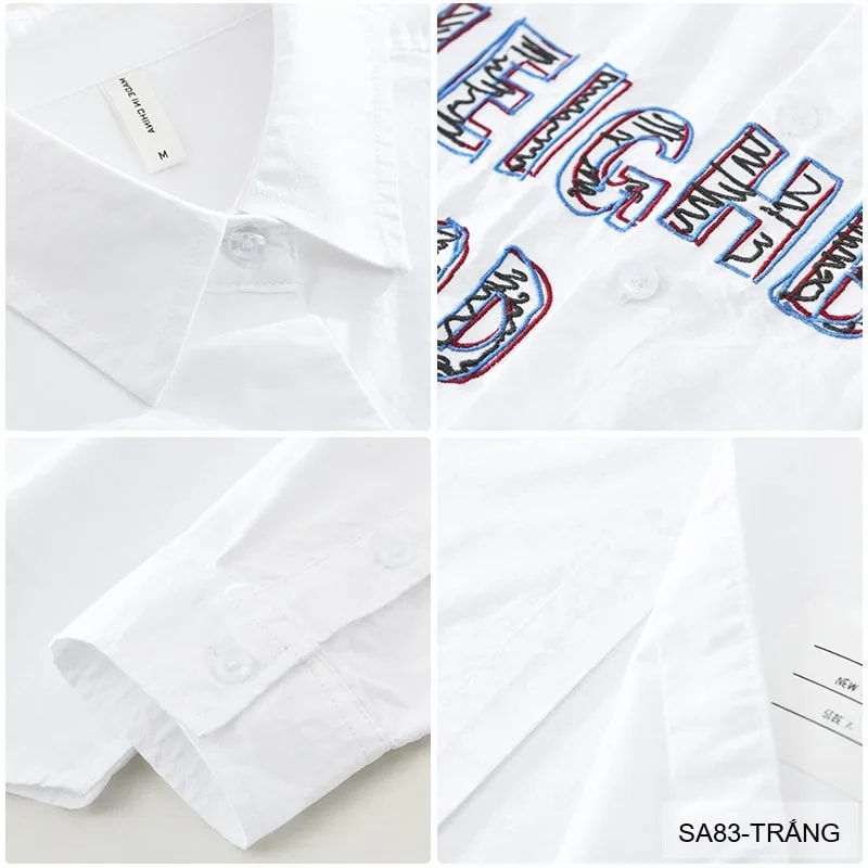 SA83 - Áo Sơ Mi Nam Tay Dài Phong Cách Nhật Bản Thêu Chữ NEIGHBORHOOD Form Rộng - ảnh 5