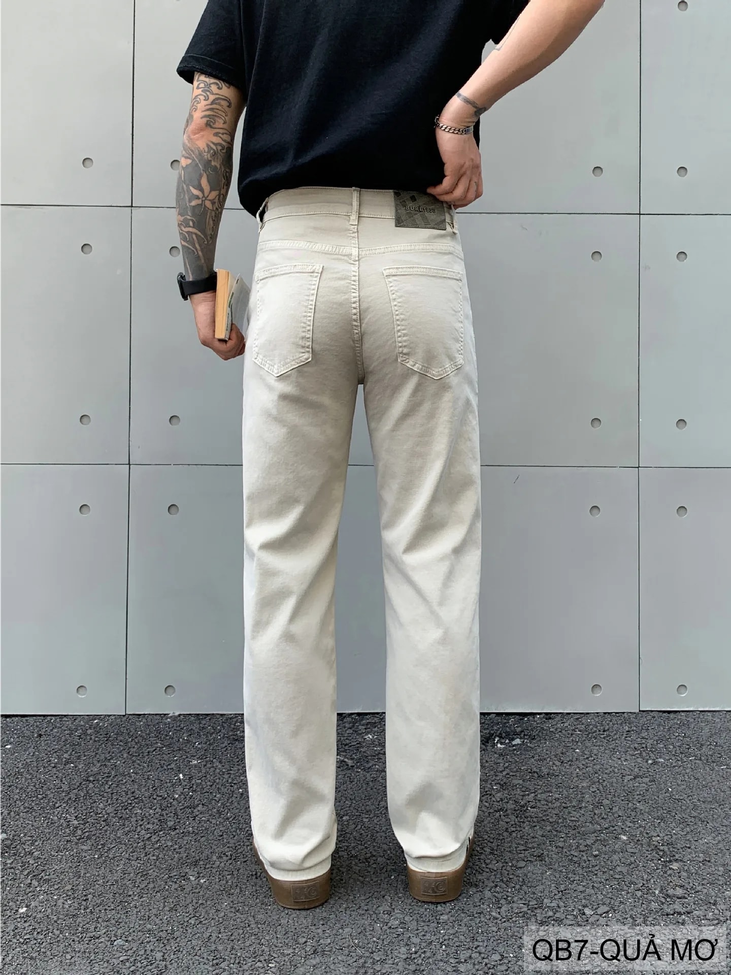 QB7 - Quần Jeans Ống Đứng Cạp Cao Màu Quả Mơ Dáng Suông Thời Thượng Cho Nam - ảnh 13
