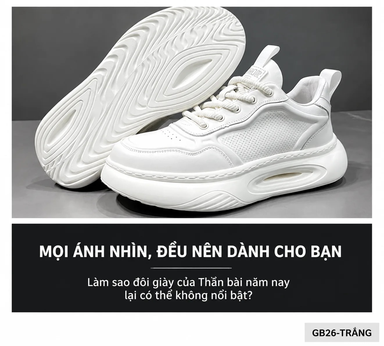 GB26 - Giày thể thao nam da trắng đế dày tăng chiều cao, thoáng khí kiểu dáng châu Âu - ảnh 10
