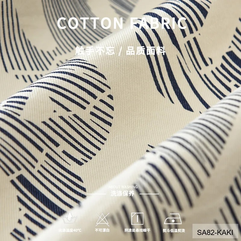 SA82 - Áo sơ mi nam tay dài họa tiết nghệ thuật phong cách Nhật Bản, chất cotton 100%, màu kaki - ảnh 4