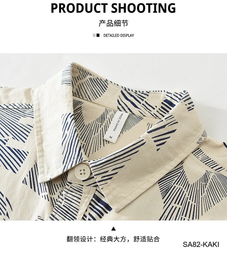 SA82 - Áo sơ mi nam tay dài họa tiết nghệ thuật phong cách Nhật Bản, chất cotton 100%, màu kaki - ảnh 12