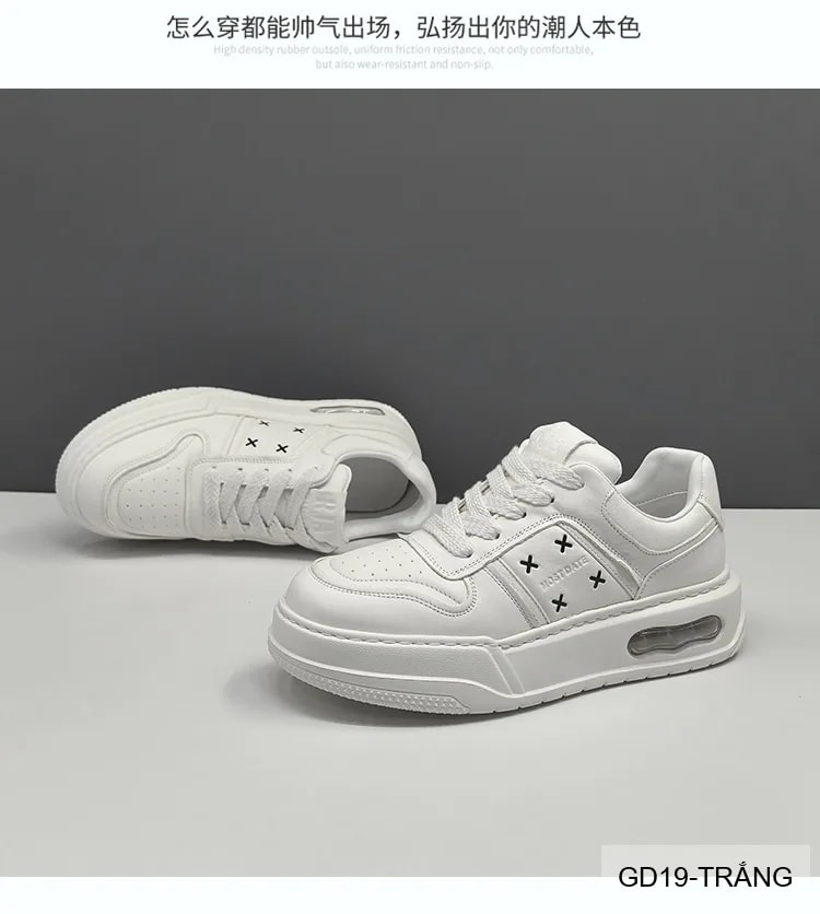 GD19 - Giày thể thao nam đế dày thoáng khí kiểu dad shoes da bò trắng đen - ảnh 6