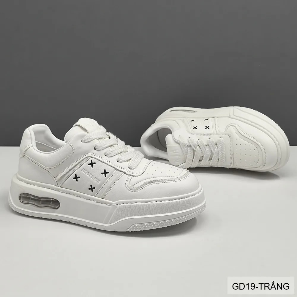 GD19 - Giày thể thao nam đế dày thoáng khí kiểu dad shoes da bò trắng đen - ảnh 3