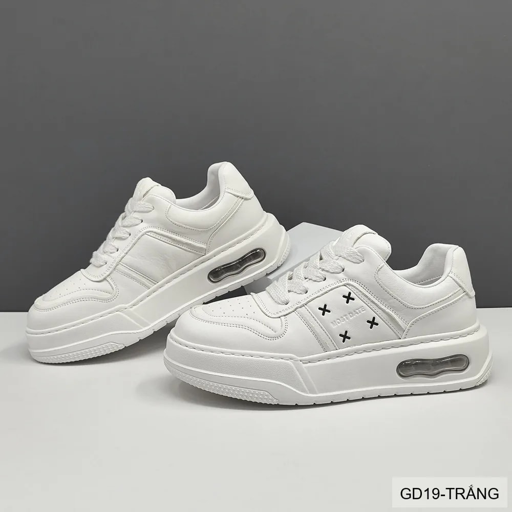 GD19 - Giày thể thao nam đế dày thoáng khí kiểu dad shoes da bò trắng đen - ảnh 2