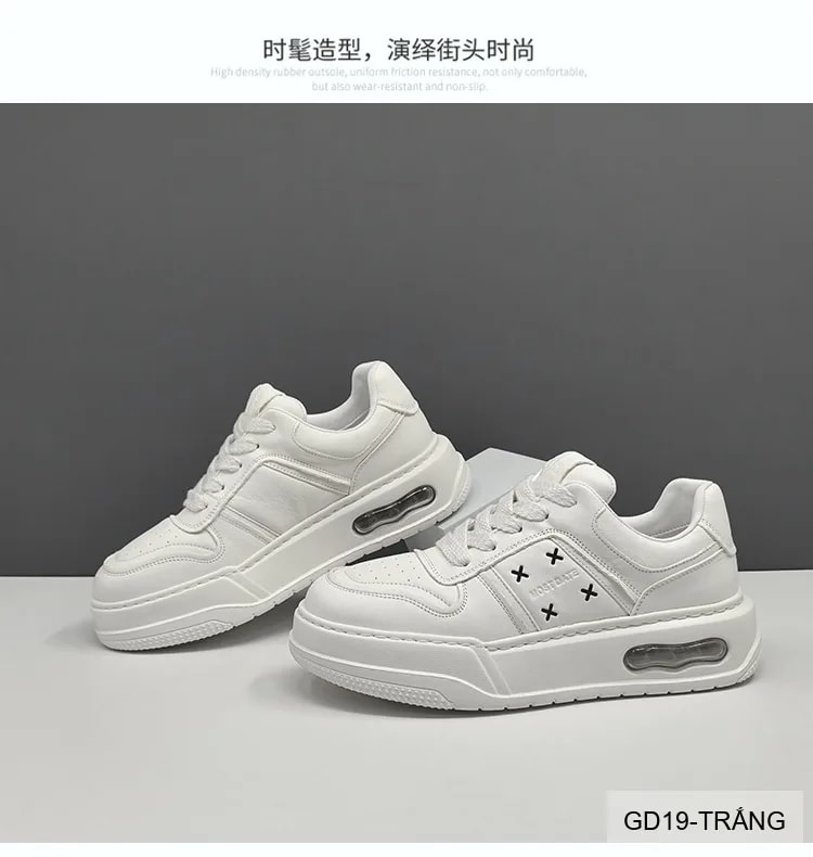 GD19 - Giày thể thao nam đế dày thoáng khí kiểu dad shoes da bò trắng đen - ảnh 5