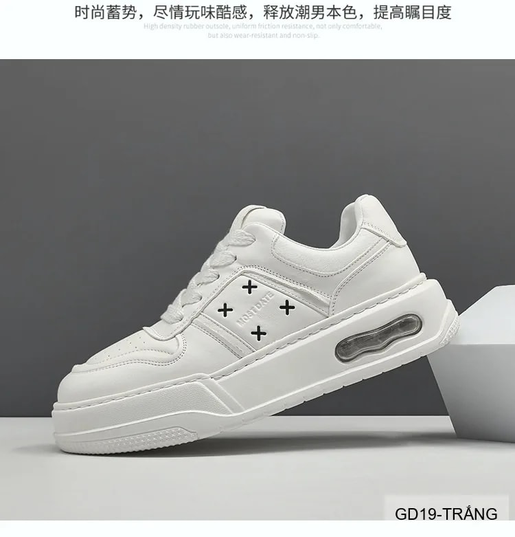 GD19 - Giày thể thao nam đế dày thoáng khí kiểu dad shoes da bò trắng đen - ảnh 8