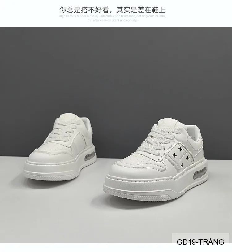 GD19 - Giày thể thao nam đế dày thoáng khí kiểu dad shoes da bò trắng đen - ảnh 7