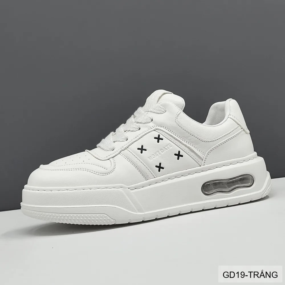 GD19 - Giày thể thao nam đế dày thoáng khí kiểu dad shoes da bò trắng đen - ảnh 1