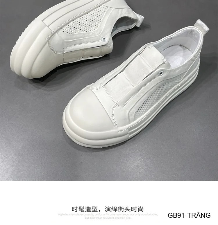 GB91 - Giày thể thao nam da thật khoét rỗng, đế trắng êm ái, phong cách châu Âu - ảnh 8