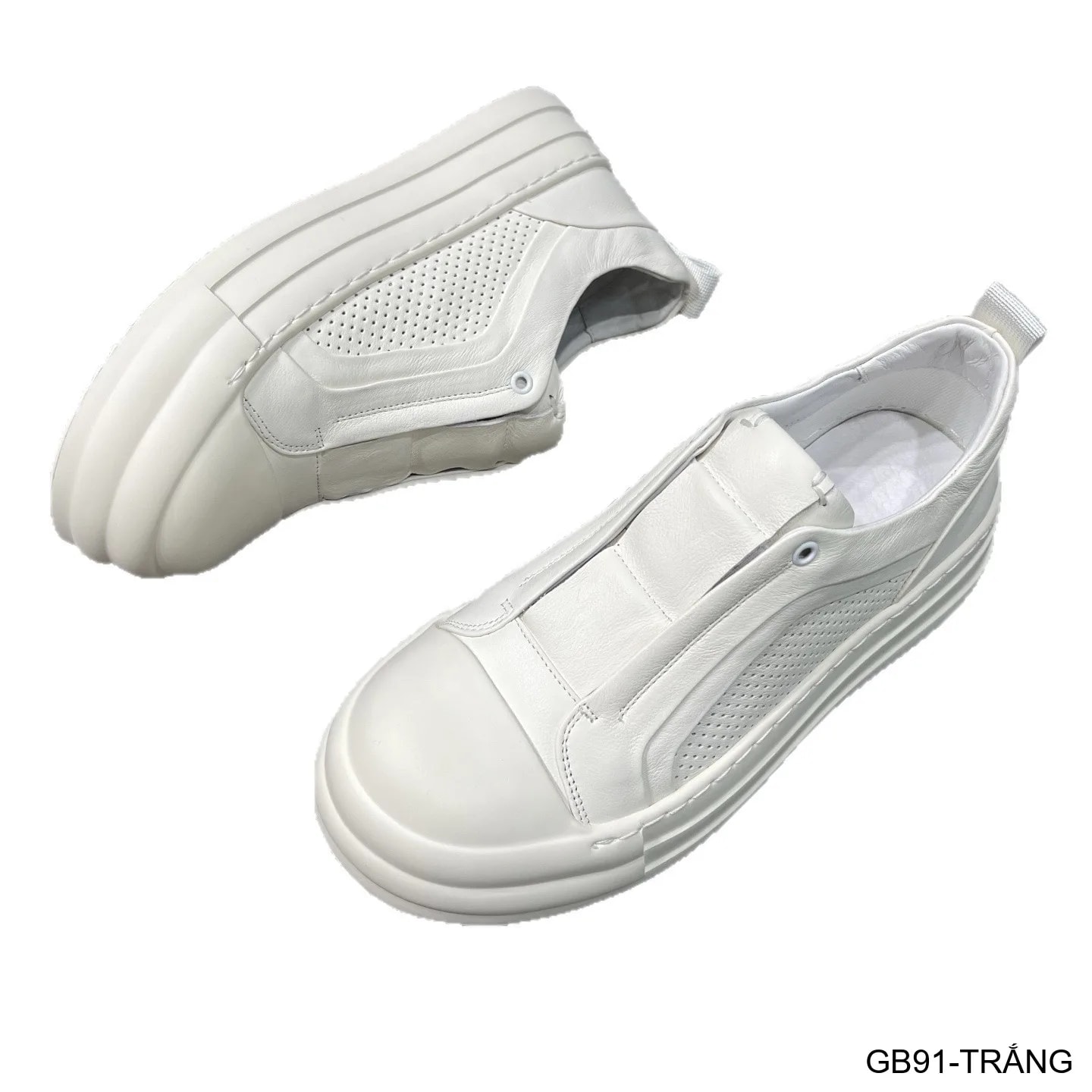 GB91 - Giày thể thao nam da thật khoét rỗng, đế trắng êm ái, phong cách châu Âu - ảnh 4