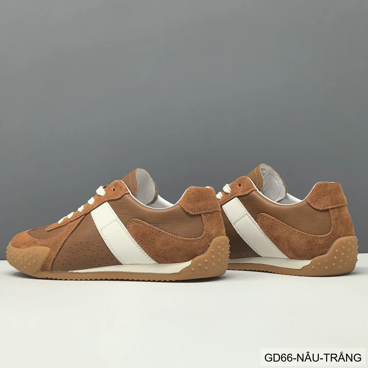 GD66 - Giày thể thao nam da thật phối màu khối, đế bằng êm ái, phong cách Hàn Quốc - ảnh 4