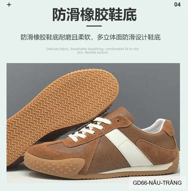GD66 - Giày thể thao nam da thật phối màu khối, đế bằng êm ái, phong cách Hàn Quốc - ảnh 16