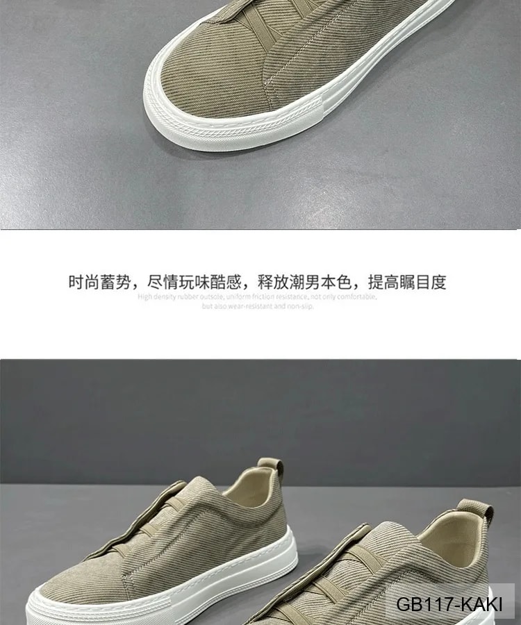 GB117 - Giày thể thao nam cổ thấp phong cách retro, chất vải mềm, đế cao su trắng, slip-on tiện lợi - ảnh 7