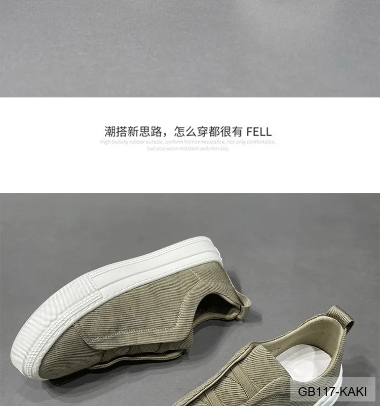GB117 - Giày thể thao nam cổ thấp phong cách retro, chất vải mềm, đế cao su trắng, slip-on tiện lợi - ảnh 6