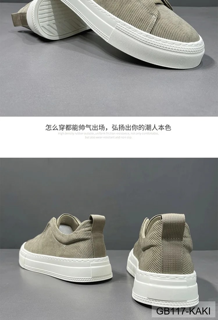 GB117 - Giày thể thao nam cổ thấp phong cách retro, chất vải mềm, đế cao su trắng, slip-on tiện lợi - ảnh 5