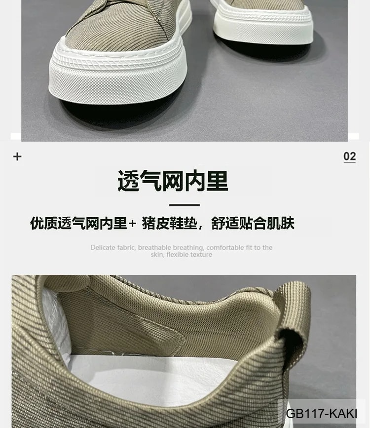 GB117 - Giày thể thao nam cổ thấp phong cách retro, chất vải mềm, đế cao su trắng, slip-on tiện lợi - ảnh 8