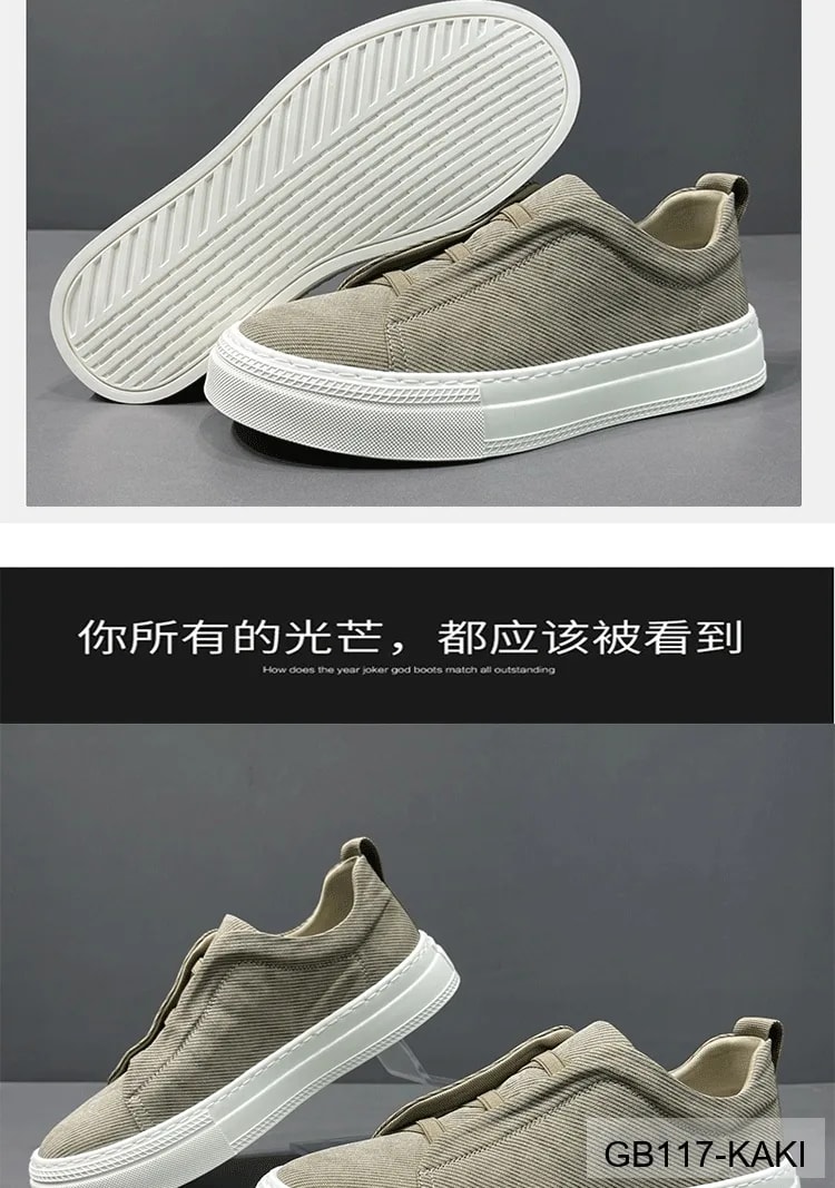 GB117 - Giày thể thao nam cổ thấp phong cách retro, chất vải mềm, đế cao su trắng, slip-on tiện lợi - ảnh 10