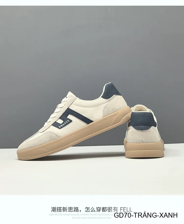 GD70 - Giày thể thao nam phối màu block, chất liệu da nubuck và vải, đế cao su êm ái, phong cách Hàn Quốc - ảnh 9