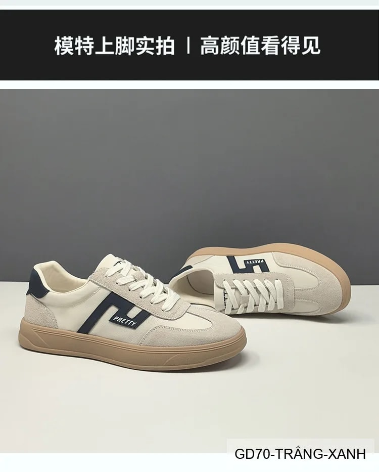 GD70 - Giày thể thao nam phối màu block, chất liệu da nubuck và vải, đế cao su êm ái, phong cách Hàn Quốc - ảnh 6