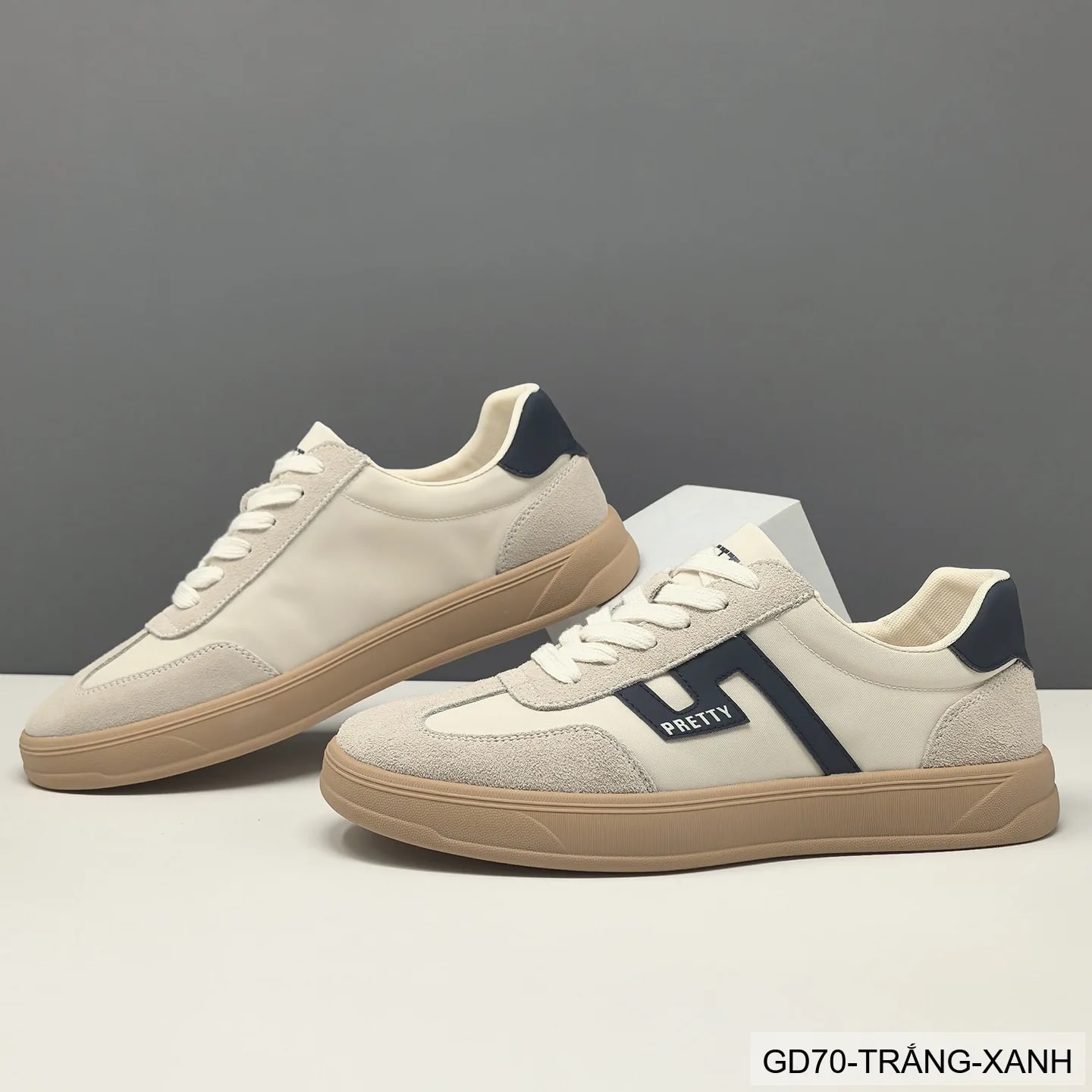 GD70 - Giày thể thao nam phối màu block, chất liệu da nubuck và vải, đế cao su êm ái, phong cách Hàn Quốc - ảnh 3