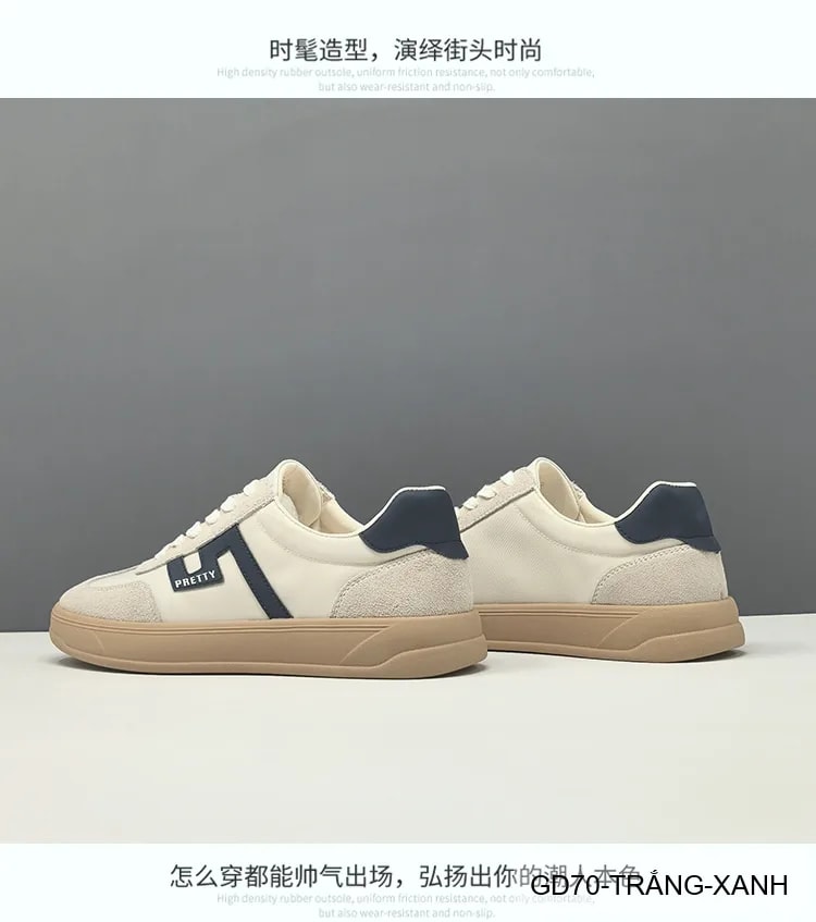 GD70 - Giày thể thao nam phối màu block, chất liệu da nubuck và vải, đế cao su êm ái, phong cách Hàn Quốc - ảnh 7