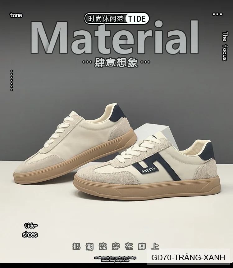GD70 - Giày thể thao nam phối màu block, chất liệu da nubuck và vải, đế cao su êm ái, phong cách Hàn Quốc - ảnh 12
