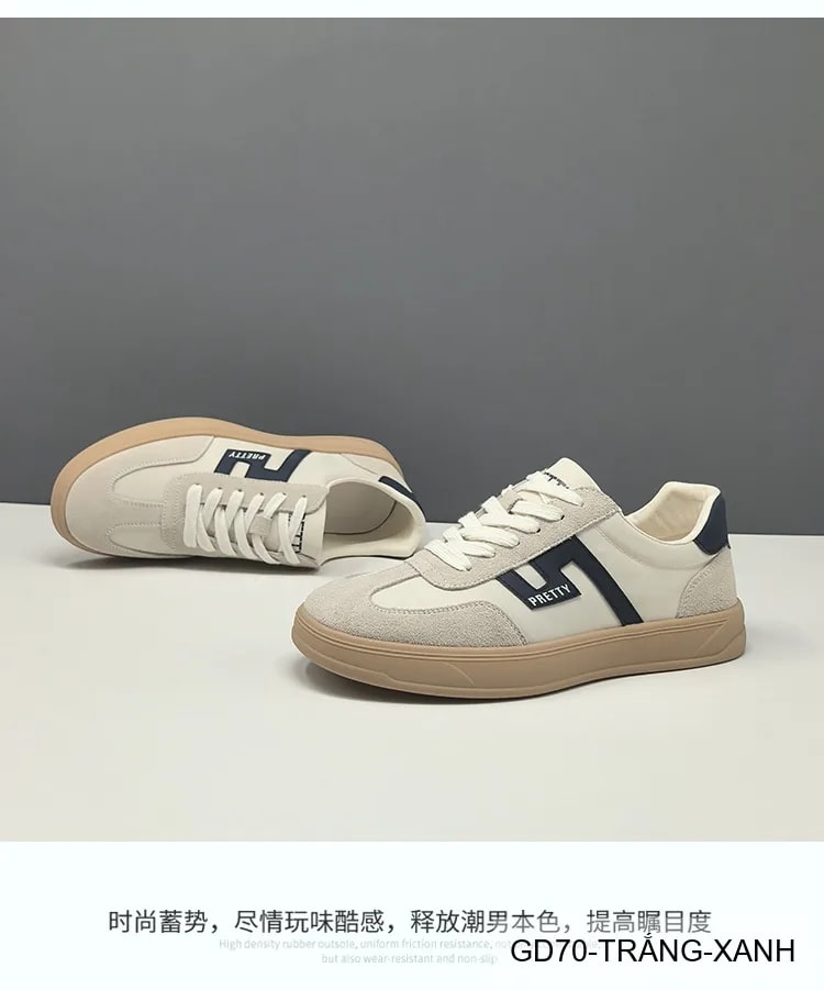 GD70 - Giày thể thao nam phối màu block, chất liệu da nubuck và vải, đế cao su êm ái, phong cách Hàn Quốc - ảnh 10