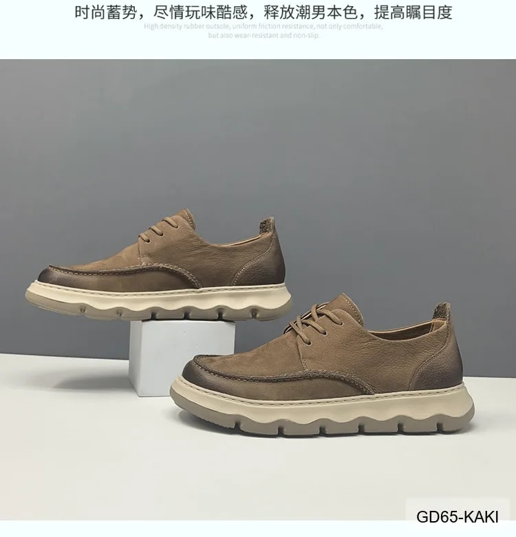 GD65 - Giày thể thao nam da bò thật phong cách Âu Mỹ, tăng chiều cao, thoáng khí, đế TPU chống trượt - ảnh 8
