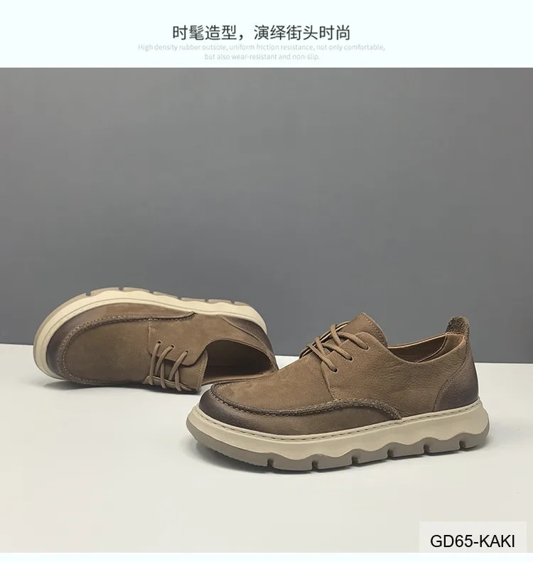GD65 - Giày thể thao nam da bò thật phong cách Âu Mỹ, tăng chiều cao, thoáng khí, đế TPU chống trượt - ảnh 5