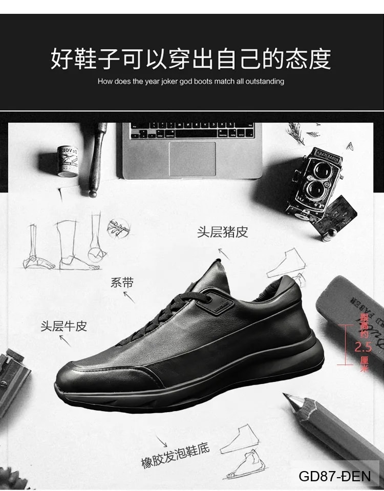 GD87 - Giày Nam Da Bò Đế Dày Phong Cách Thời Trang Đen - ảnh 20
