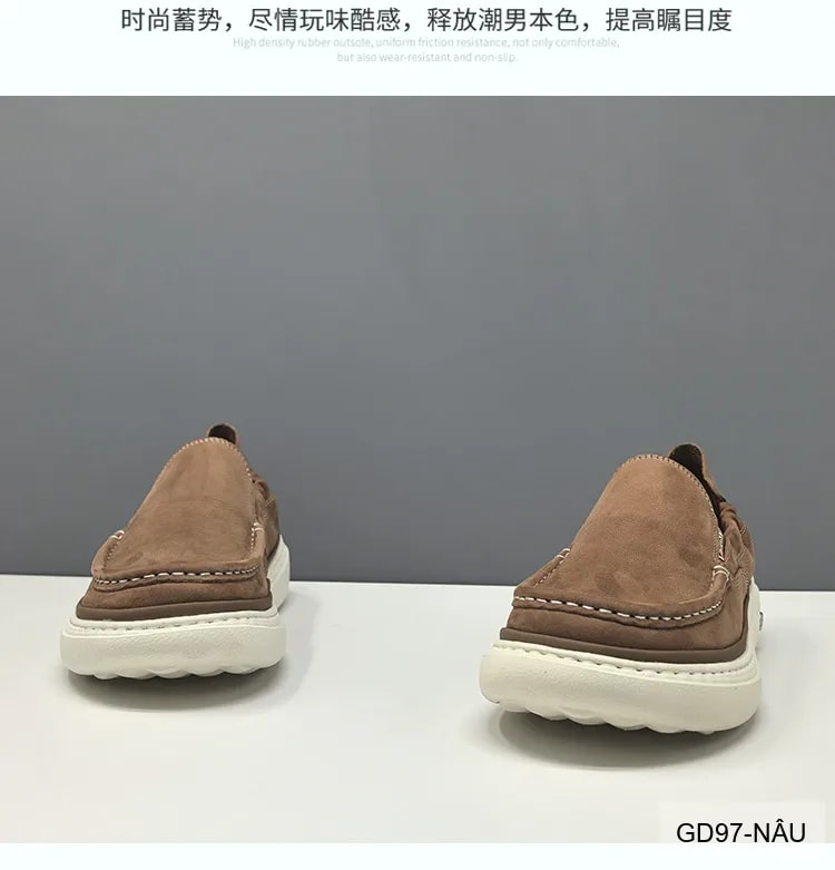 GD97 - Giày lười nam da bò cao cấp phong cách châu Âu, đế TPU êm ái, màu nâu đen - ảnh 16