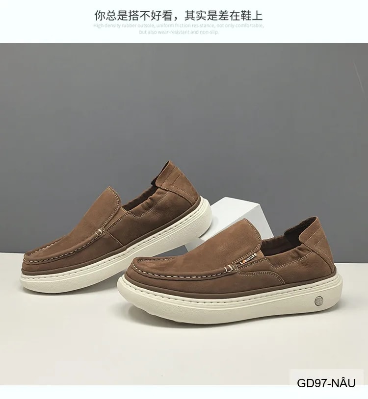 GD97 - Giày lười nam da bò cao cấp phong cách châu Âu, đế TPU êm ái, màu nâu đen - ảnh 14