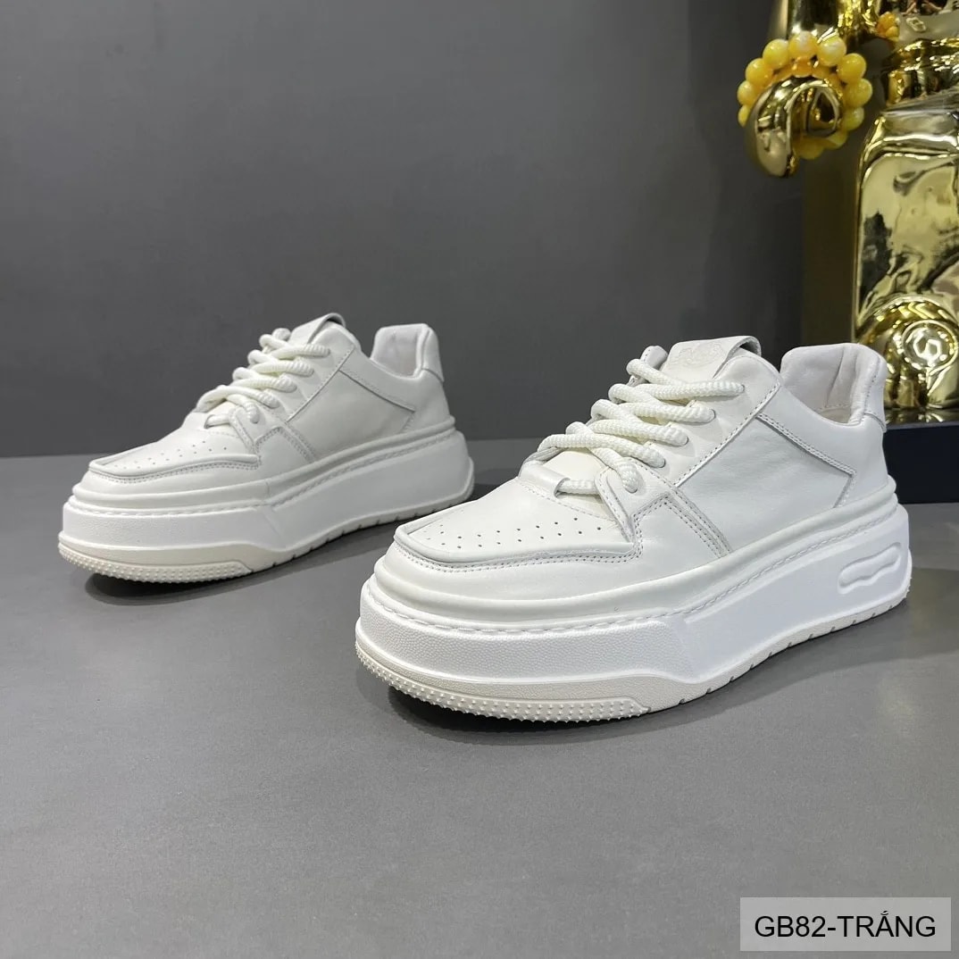 GB82 - Giày thể thao nam đế dày da bò thoáng khí, phong cách retro sang trọng, trắng đen - ảnh 2