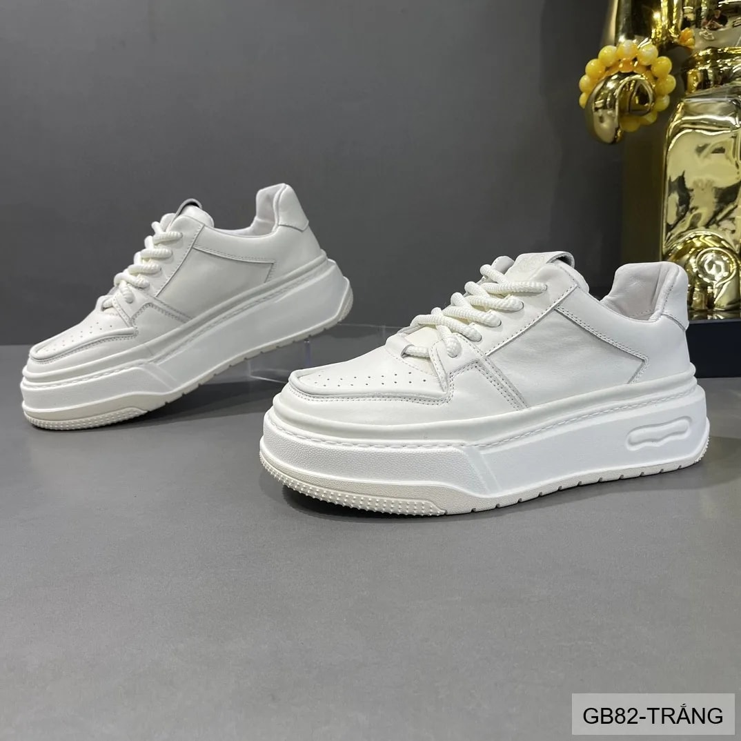 GB82 - Giày thể thao nam đế dày da bò thoáng khí, phong cách retro sang trọng, trắng đen - ảnh 1