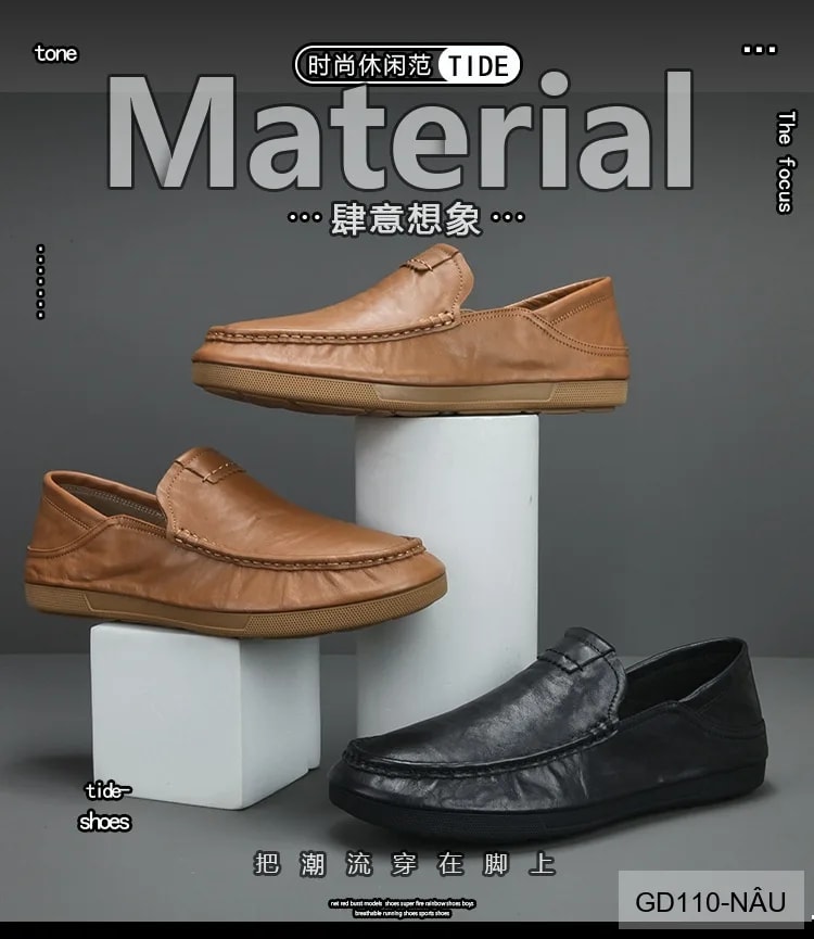 GD110 - Giày Nam Da Bò Thật Phong Cách Thời Trang, Đế Mềm êm, Màu Nâu Đen - ảnh 5