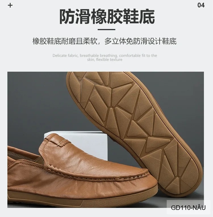 GD110 - Giày Nam Da Bò Thật Phong Cách Thời Trang, Đế Mềm êm, Màu Nâu Đen - ảnh 16