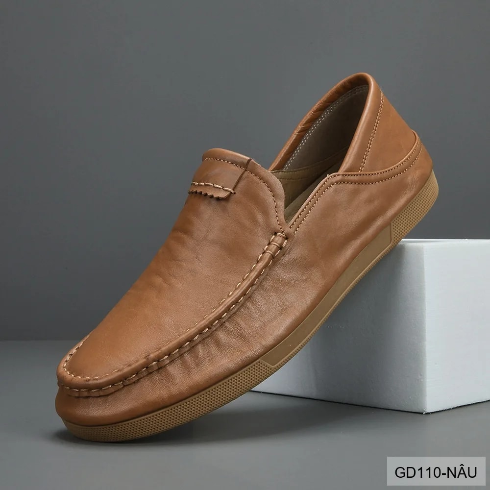 GD110 - Giày Nam Da Bò Thật Phong Cách Thời Trang, Đế Mềm êm, Màu Nâu Đen - ảnh 1