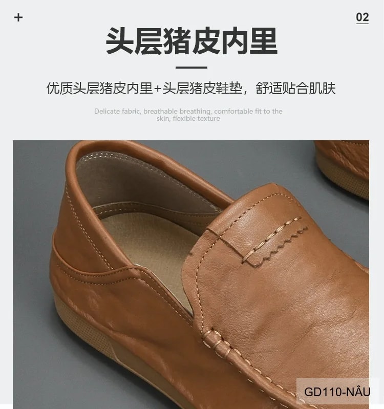 GD110 - Giày Nam Da Bò Thật Phong Cách Thời Trang, Đế Mềm êm, Màu Nâu Đen - ảnh 14