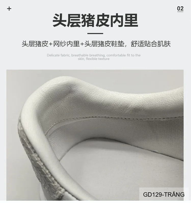 GD129 - Giày thể thao nam trắng da bò cao cấp đế dày tăng chiều cao phong cách châu Âu - ảnh 20