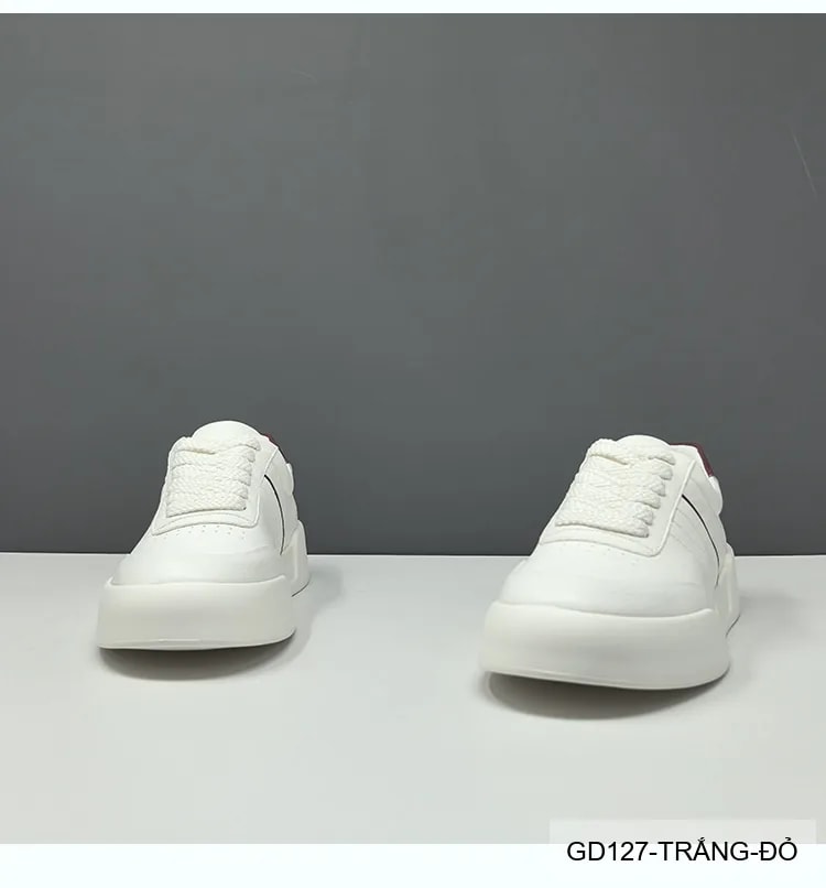 GD127 - Giày thể thao nam da bò trắng kiểu châu Âu, thoáng khí, tăng chiều cao, phối màu đỏ tinh tế - ảnh 12