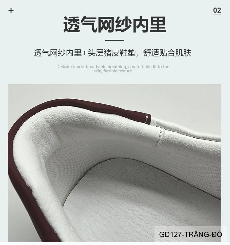 GD127 - Giày thể thao nam da bò trắng kiểu châu Âu, thoáng khí, tăng chiều cao, phối màu đỏ tinh tế - ảnh 20