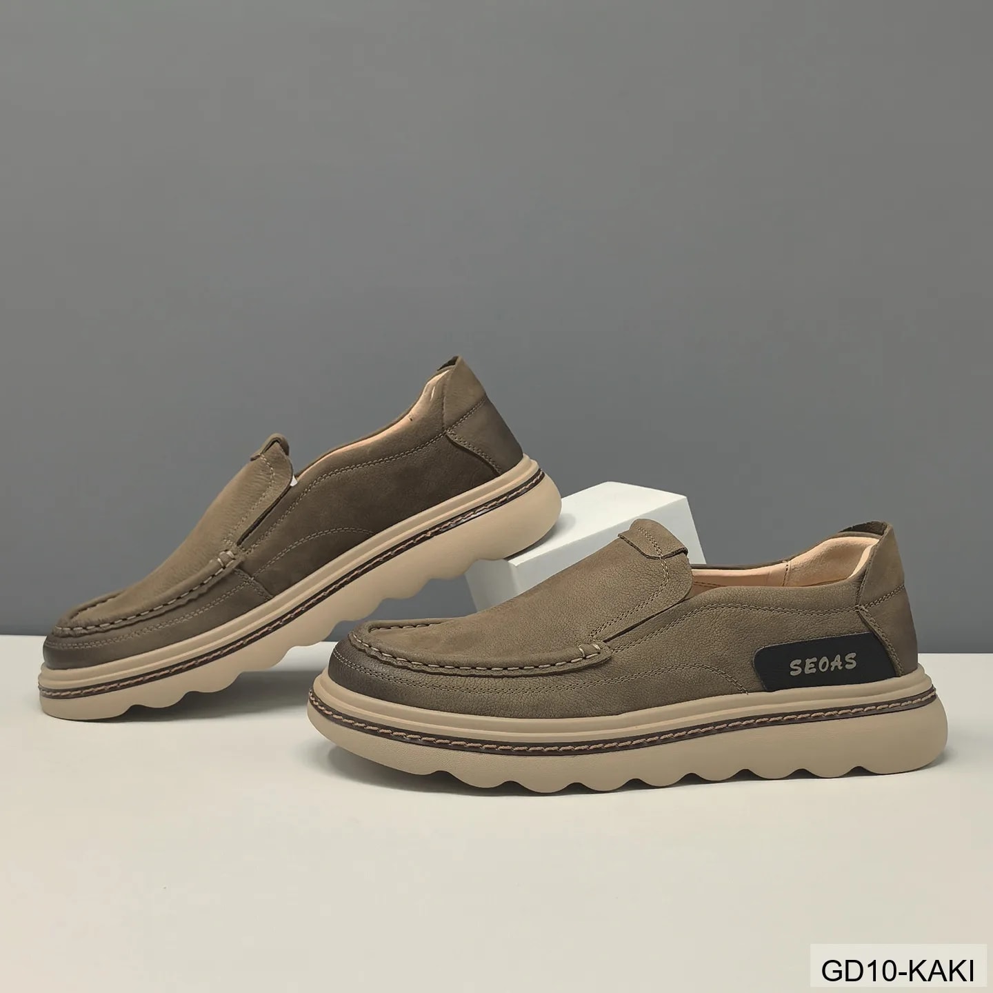 GD10 - Giày thể thao nam đế cao êm chân, kiểu dáng retro, màu kaki sang trọng - ảnh 6